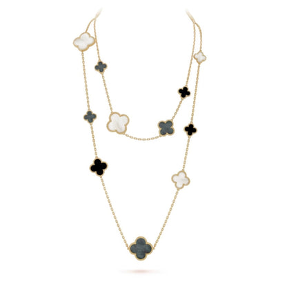 [Regalia jewelry]CLOVER 16 MOTIF WHITE NECKLACE